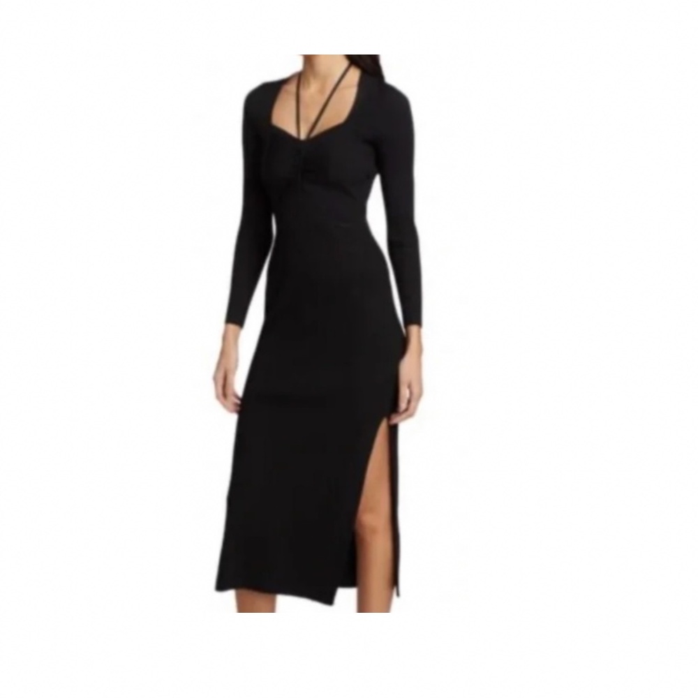 Ba&sh Black Edora Long Sleeve Midi Dress in xs
